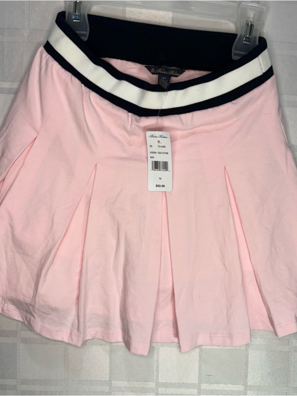Brooks Brothers Pink Pleated Skirt shorts with Navy & White Waistband NWT